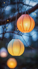 Wall Mural - twilight glow from handcrafted paper lanterns in festive setting