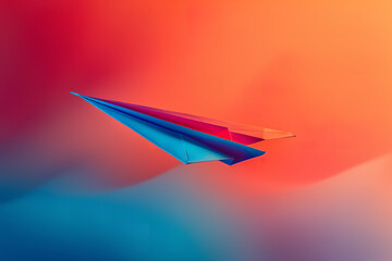 Sticker - Paper Airplanes Soaring Against a Vibrant Background  