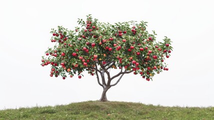 A apple tree with fruit isolated over white background