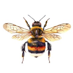 Sticker - Detailed watercolor bee illustration