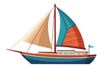 Wall Mural - Sailboat vector illustration isolated on a white background