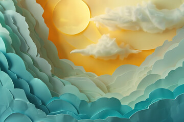 Poster - Dreamy Fantasy Landscape Created with Conceptual Paper Art  