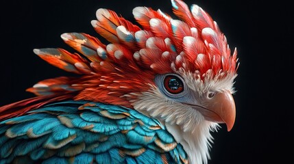 Wall Mural - Vibrant Parrot with Striking Red and Blue Feathers