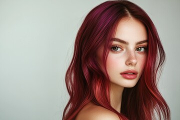 A beauty portrait of a woman's hair after a salon treatment