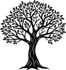 Wall Mural - Olive tree silhouette icon isolated on white background.