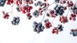 © Tonadech - Tumbling berries frozen mid-fall with full depth of field on a white background