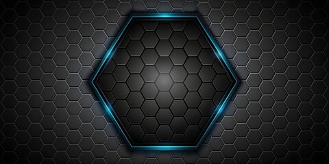 Wall Mural - Dark hexagon wallpaper or background AI-Generated Content