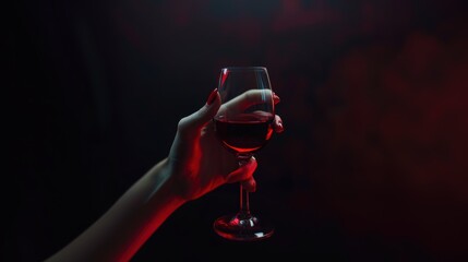 A beautiful sexy attractive woman holding a glass of red wine