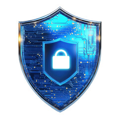 it digital shield symbolizes cyber security attack protection, isolated on transparent png backgroun