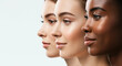 © IllustrationAlchemy - Closeup profile of three diversity women with different skin tones.