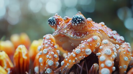 Wall Mural - Close-Up of a Speckled Frog in a Lush Rainforest