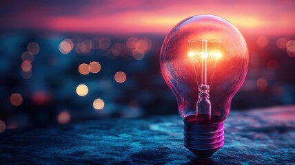 Light bulb with futuristic design, innovation and future growth, flat design illustration