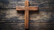 © VirtualVista - Wooden cross symbolizing Christian faith representing the crucifixion of Jesus Christ associated with Easter and significant religious events