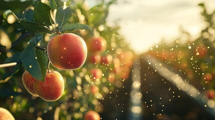 Sticker - Apples in Orchard Sunset.