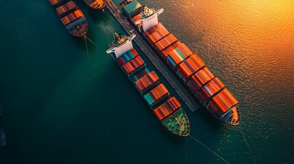 Wall Mural - Aerial View of Bustling Container Ship Yard for Transportation and Logistics Branding