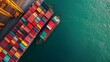 © pkproject - Top View of Multiple Container Ships in Shipping Yard with Spacious Copy Area for Transportation