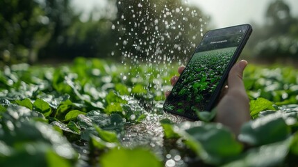 Wall Mural - Phone Raining Plants.