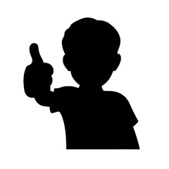 Cheerful Thumbs Up Child Silhouette Vector Illustration