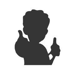 Excited Child Thumbs Up Silhouette Vector Illustration