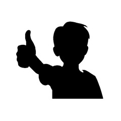 Silhouette of Confident Kid Thumbs Up Vector Illustration Transparent Background