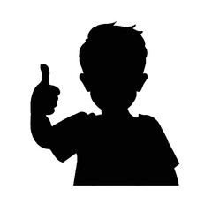 Silhouette of Child with Thumbs Up Gesture Vector Illustration Transparent Background