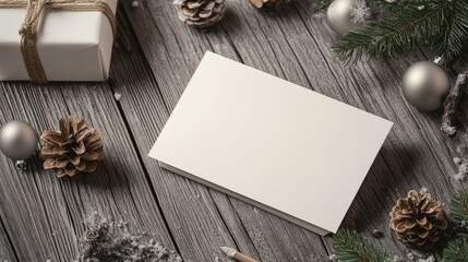 Sleek and simple Christmas card featuring a clean design with minimal festive elements, capturing the essence of seasonal elegance f