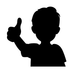 Positive Kid Thumbs Up Silhouette Vector Illustration Transparent Background