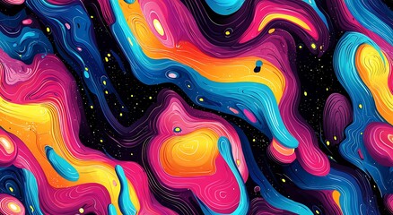 Canvas Print - Abstract psychedelic pattern with swirling colors and shapes