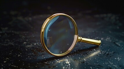 Wall Mural - a close-up shot of a magnifying glass sitting on a table, great for scientific or detective themed i