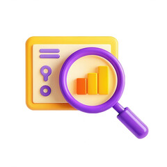 Wall Mural - a colorful 3d illustration of a magnifying glass over a chart, representing data analysis. perfect f