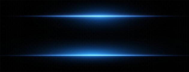 Wall Mural - laser lines of light. horizontal neon light. neon blue horizontal speed lines. glowing stripes. lase