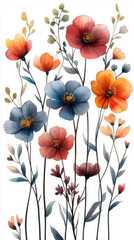 Wall Mural - Watercolor painting of a bouquet of colorful flowers.