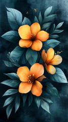 Wall Mural - Orange blossoms on a dark background