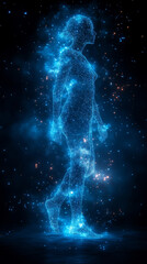 Wall Mural - A glowing female figure walks through a field of stars.