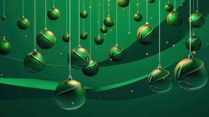 Wall Mural - Illustration of christmas balls with geometric shapes on a vivid green background