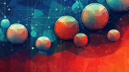 Wall Mural - Illustration of christmas balls with geometric shapes on a colorful background