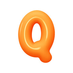 Canvas Print - letter Q. letter sign orange soft color. Realistic 3d design in cartoon balloon style. Isolated on white background. vector illustration