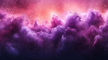 Poster - Abstract purple and pink clouds with sparkles.