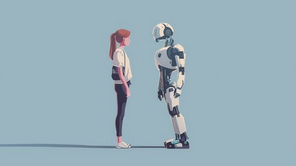 Sticker - A woman and a robot are standing next to each other