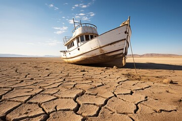 Canvas Print - Dried cracked lakebed outdoors vehicle nature.