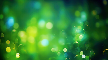 Wall Mural - Blur bookeh colorful lights or flashes on a vivid green color background