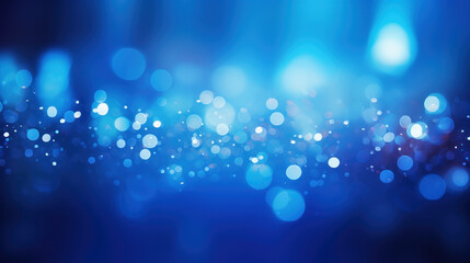 Wall Mural - Blur bookeh colorful lights or flashes on a vivid blue color background