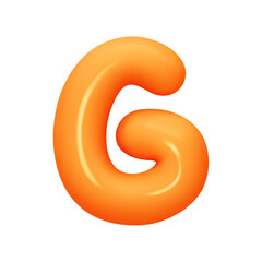 Canvas Print - letter G. letter sign orange soft color. Realistic 3d design in cartoon balloon style. Isolated on white background. vector illustration