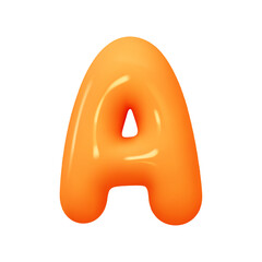 Canvas Print - letter A. letter sign orange soft color. Realistic 3d design in cartoon balloon style. Isolated on white background. vector illustration