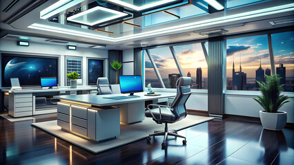 Sticker - interior of modern office