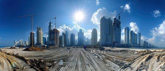 High Rise Office Building Under Construction Scene