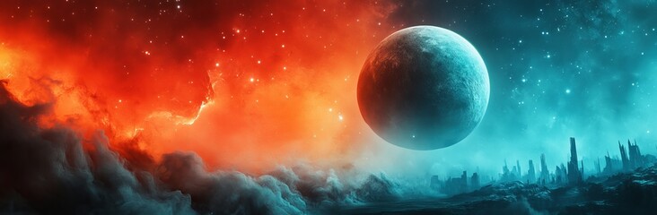 Wall Mural - colorful space galaxy and galaxy background galaxy and universe background galaxy banner galaxy wall