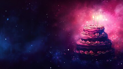 Canvas Print - Birthday Cake in a Cosmic Galaxy