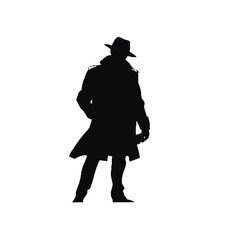 Silhouette of a Mysterious Spy Isolated on White Background – Vector Art