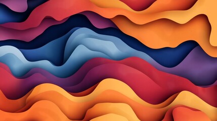 Poster - A colorful gradient blends with wavy shapes to create an abstract wallpaper